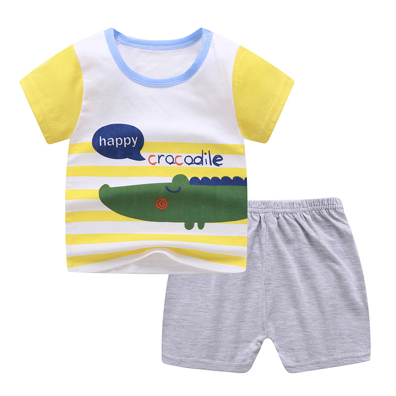 Newborn Baby Boys Girls Cartoon 100% Cotton Kids T-shirts Sets Summer Infant Short Sleeve Children Tracksuit Sports Clothes Sets