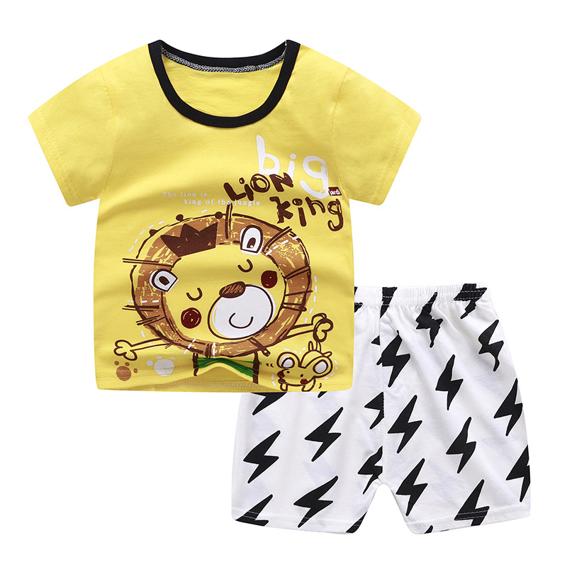 Newborn Baby Boys Girls Cartoon 100% Cotton Kids T-shirts Sets Summer Infant Short Sleeve Children Tracksuit Sports Clothes Sets