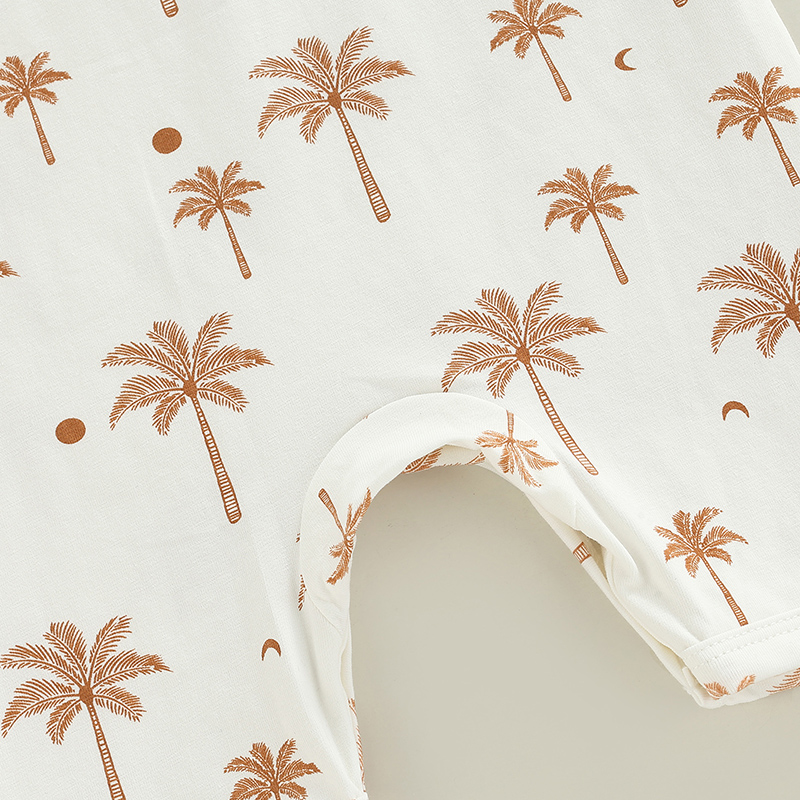 Baby Summer Cotton Clothing Toddler Infant Boys Girls Sleeveless Button Print O-neck Rompers Jumpsuits Overalls Casual Clothes