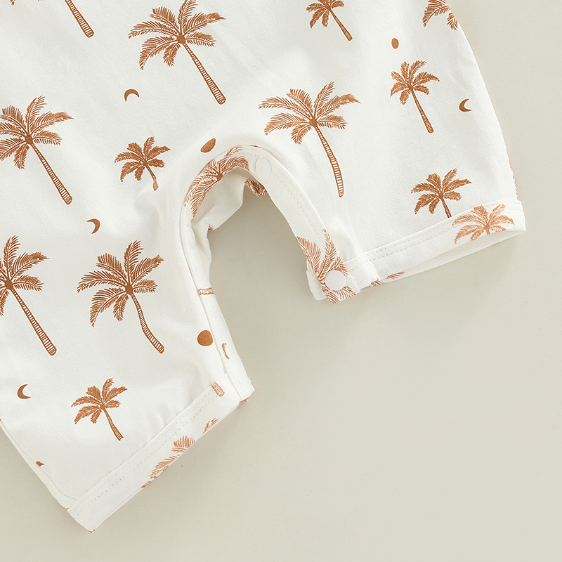 Baby Summer Cotton Clothing Toddler Infant Boys Girls Sleeveless Button Print O-neck Rompers Jumpsuits Overalls Casual Clothes