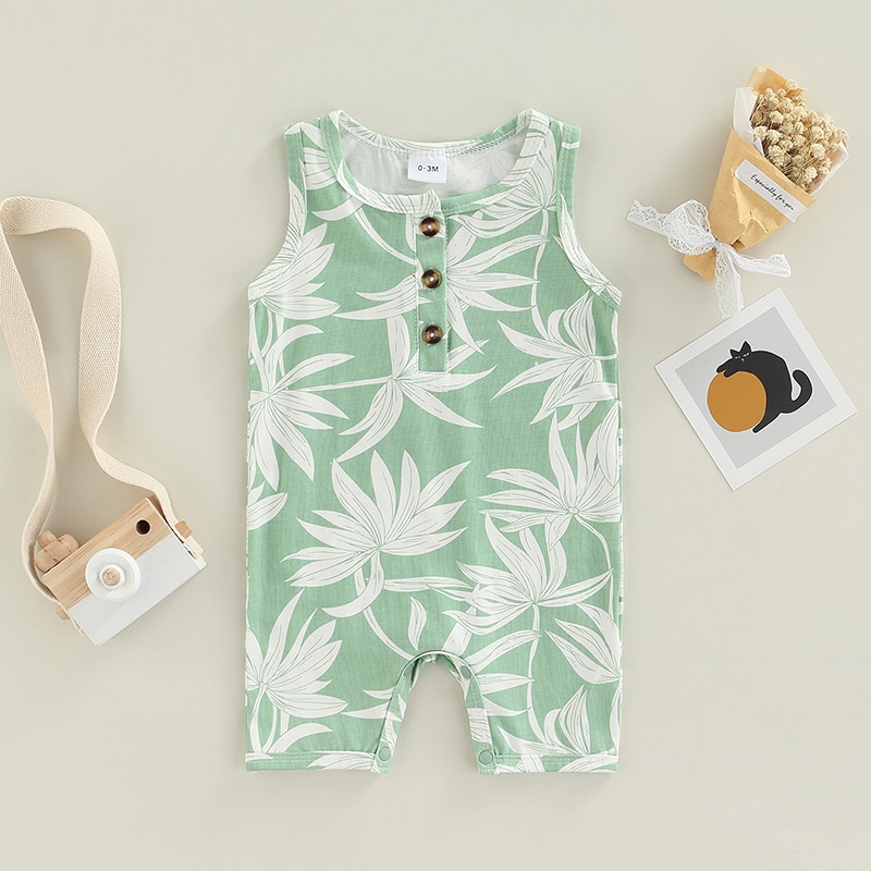 Baby Summer Cotton Clothing Toddler Infant Boys Girls Sleeveless Button Print O-neck Rompers Jumpsuits Overalls Casual Clothes Baby Summer Cotton Clothing Toddler Infant Boys Girls Sleeveless Button Print O-neck Rompers Jumpsuits Overalls Casual Clothes