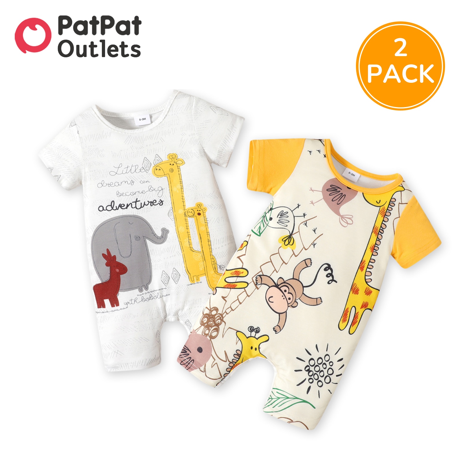 PatPat 2-Pack Summer Newborn Baby Boy/Girl Clothes Casual Jumpsuit Cartoon Animals Print Short-sleeve Infant Rompers Set PatPat 2-Pack Summer Newborn Baby Boy/Girl Clothes Casual Jumpsuit Cartoon Animals Print Short-sleeve Infant Rompers Set