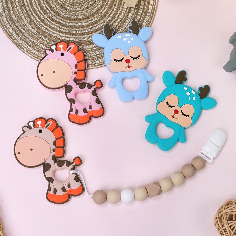 TYRY.HU 1Pc Baby Silicone Teether BPA Free Cartoon Frog Deer Teething Necklace Pendant Nursing Teeth Gift Baby Silicone Teether TYRY.HU 1Pc Baby Silicone Teether BPA Free Cartoon Frog Deer Teething Necklace Pendant Nursing Teeth Gift Baby Silicone Teether