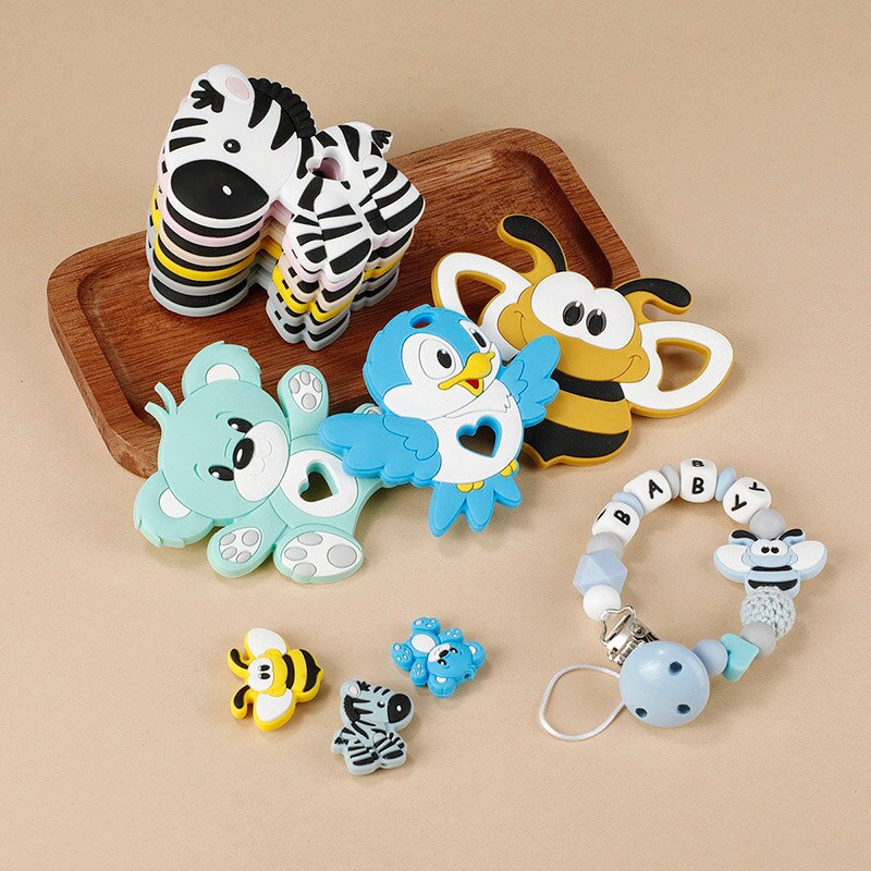 1Pc New Baby Silicone Teether BPA-Free Cartoon Bird Bee Baby Necklace Pendant Silicone Teether Baby Teeth Care Chewing Toy