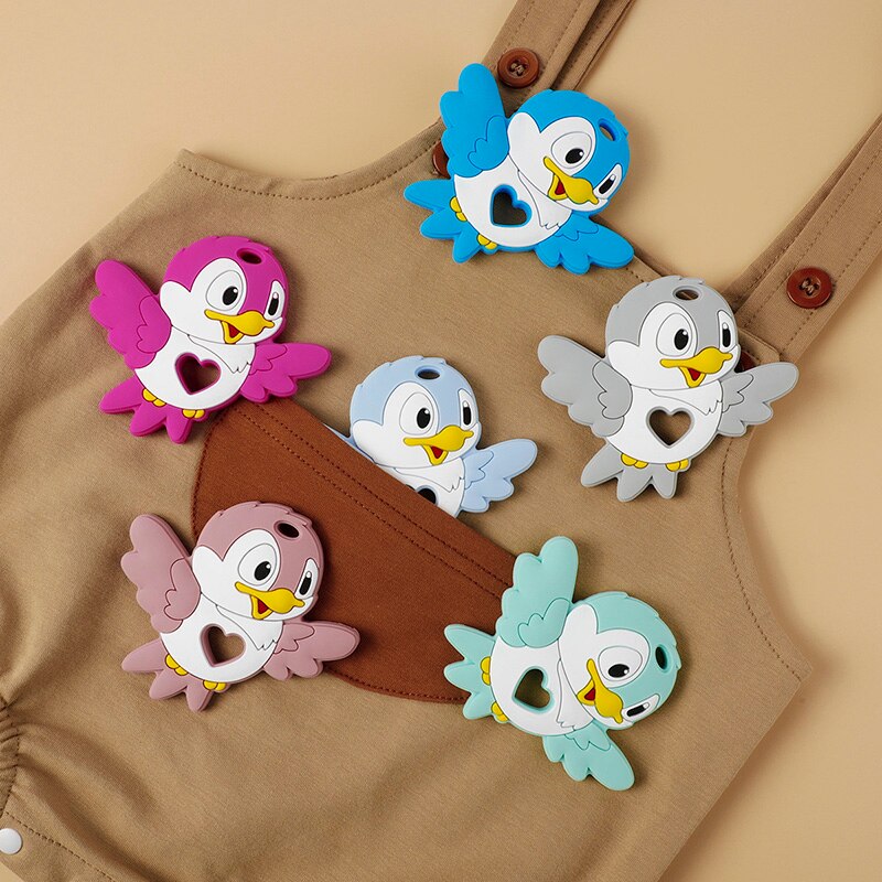1Pc New Baby Silicone Teether BPA-Free Cartoon Bird Bee Baby Necklace Pendant Silicone Teether Baby Teeth Care Chewing Toy