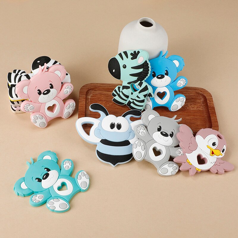 1Pc New Baby Silicone Teether BPA-Free Cartoon Bird Bee Baby Necklace Pendant Silicone Teether Baby Teeth Care Chewing Toy