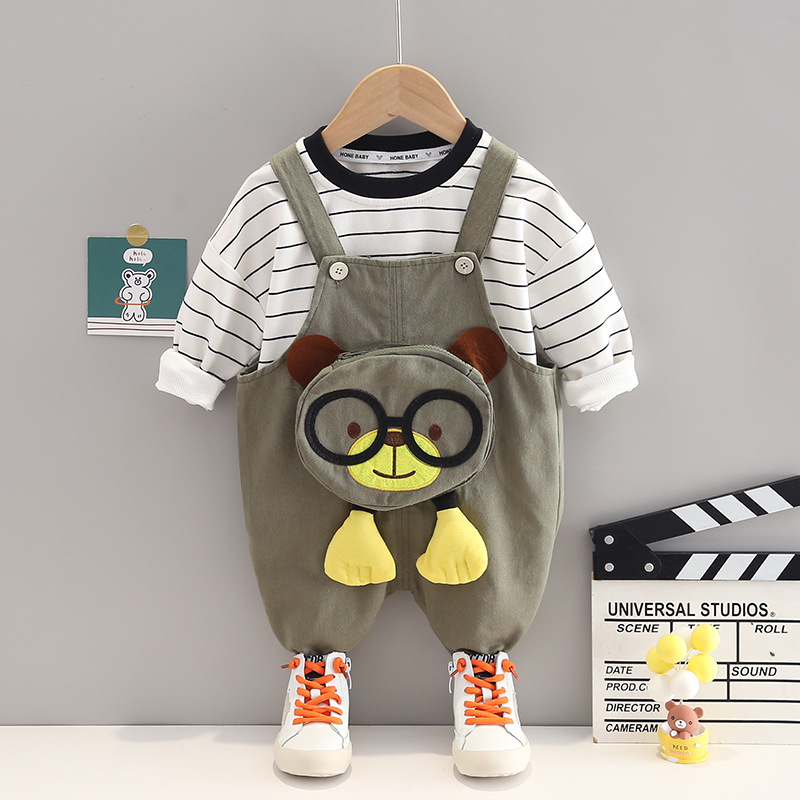 Children's Clothing Baby Long Sleeve Two Piece Set 1-4 Year Old Girl Spring and Autumn New Cartoon Leisure Sports Suit T-shirt