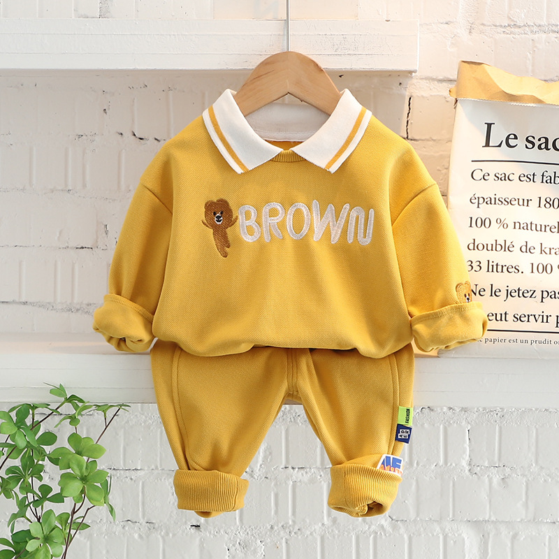 Children's Clothing Baby Long Sleeve Two Piece Set 1-4 Year Old Girl Spring and Autumn New Cartoon Leisure Sports Suit T-shirt