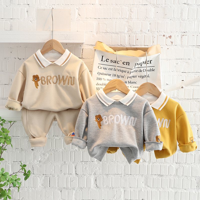 Children's Clothing Baby Long Sleeve Two Piece Set 1-4 Year Old Girl Spring and Autumn New Cartoon Leisure Sports Suit T-shirt