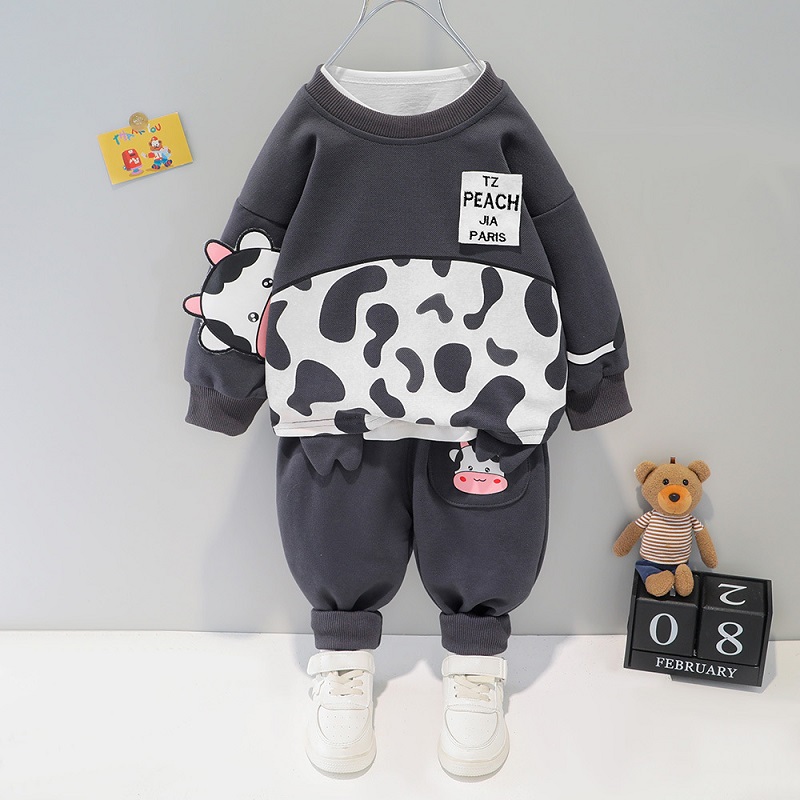 Children's Clothing Baby Long Sleeve Two Piece Set 1-4 Year Old Girl Spring and Autumn New Cartoon Leisure Sports Suit T-shirt