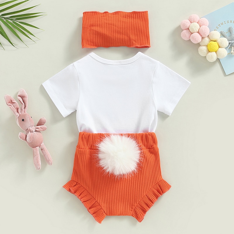 Lovely Summer Newborn Baby Girls Easter Clothes Sets Letter Print Short Sleeve Bodysuits+Rabbit Tail Shorts+Headband Outfits Lovely Summer Newborn Baby Girls Easter Clothes Sets Letter Print Short Sleeve Bodysuits+Rabbit Tail Shorts+Headband Outfits