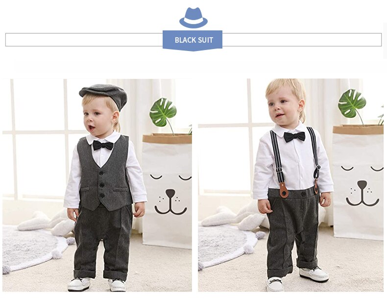Newborn Boy Formal Clothes Set Infant Boy Gentleman Birthday Romper Outfit With Hat Vest Long Sleeve Infant Jumpsuit Suit Formal Newborn Boy Formal Clothes Set Infant Boy Gentleman Birthday Romper Outfit With Hat Vest Long Sleeve Infant Jumpsuit Suit Formal