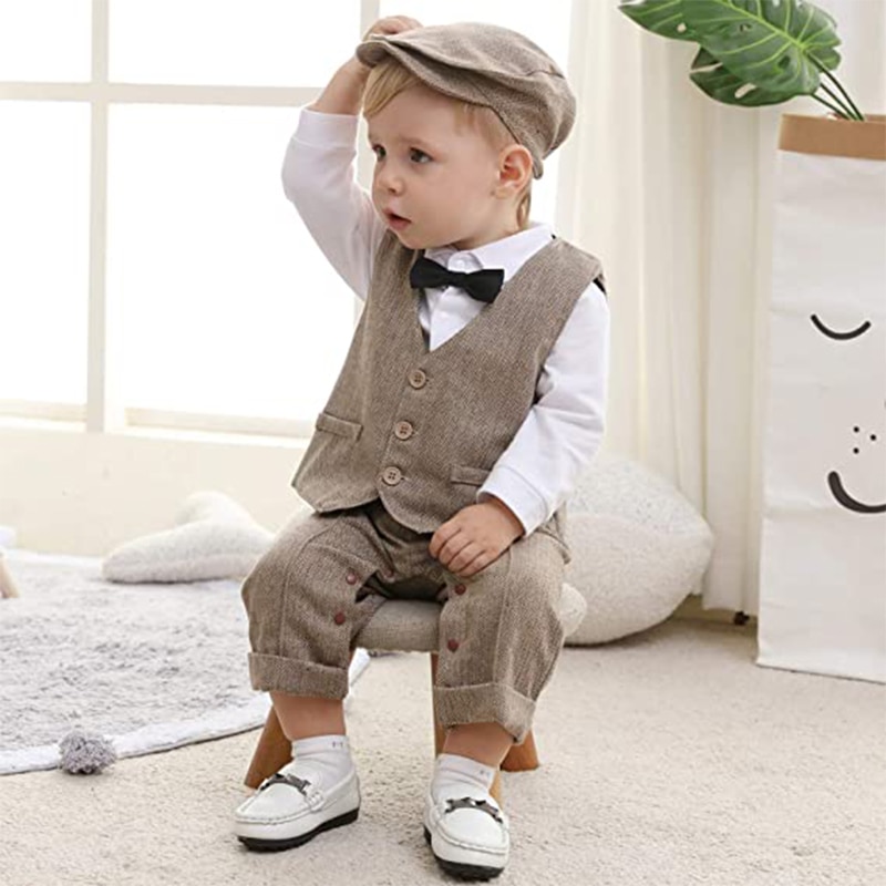 Newborn Boy Formal Clothes Set Infant Boy Gentleman Birthday Romper Outfit With Hat Vest Long Sleeve Infant Jumpsuit Suit Formal Newborn Boy Formal Clothes Set Infant Boy Gentleman Birthday Romper Outfit With Hat Vest Long Sleeve Infant Jumpsuit Suit Formal