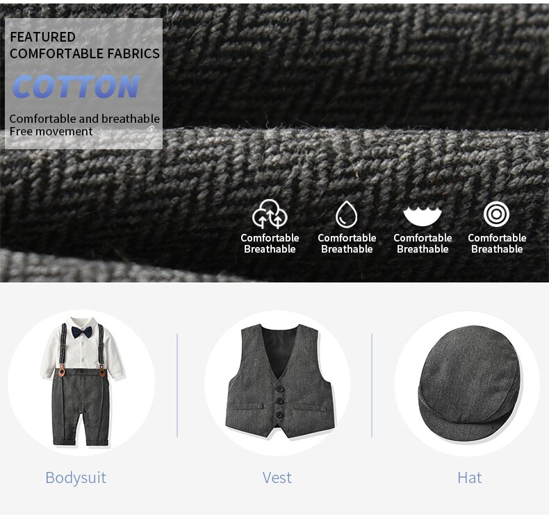 Newborn Boy Formal Clothes Set Infant Boy Gentleman Birthday Romper Outfit With Hat Vest Long Sleeve Infant Jumpsuit Suit Formal Newborn Boy Formal Clothes Set Infant Boy Gentleman Birthday Romper Outfit With Hat Vest Long Sleeve Infant Jumpsuit Suit Formal
