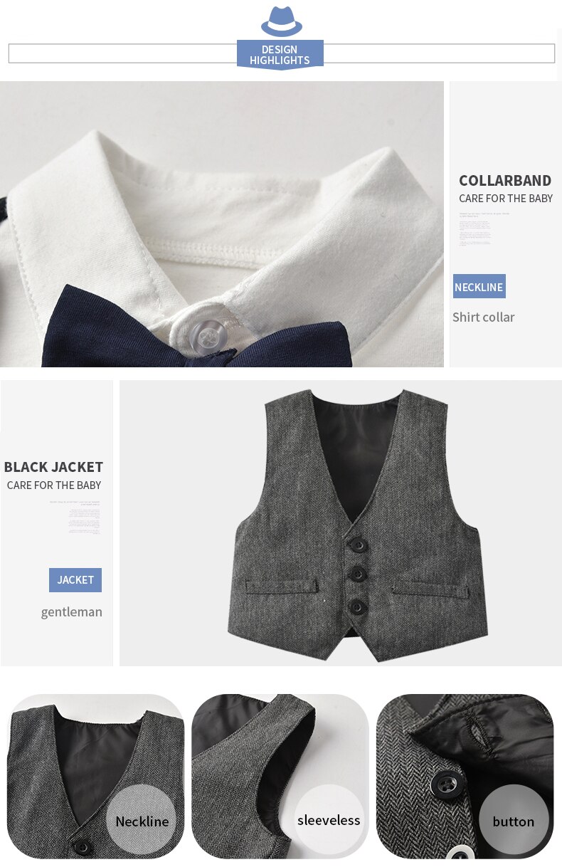 Newborn Boy Formal Clothes Set Infant Boy Gentleman Birthday Romper Outfit With Hat Vest Long Sleeve Infant Jumpsuit Suit Formal Newborn Boy Formal Clothes Set Infant Boy Gentleman Birthday Romper Outfit With Hat Vest Long Sleeve Infant Jumpsuit Suit Formal