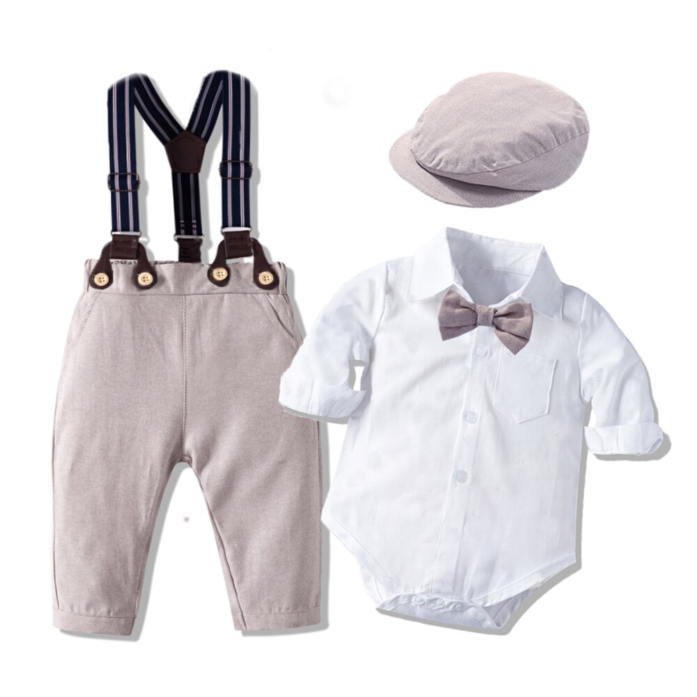 Gentleman Toddler Boy Romper Clothing Suit Newborn Solid Cotton Jumpsuit Belt Bow Hat Set Baby Boys 1st Birthday Wedding Outfit Gentleman Toddler Boy Romper Clothing Suit Newborn Solid Cotton Jumpsuit Belt Bow Hat Set Baby Boys 1st Birthday Wedding Outfit
