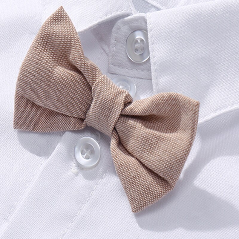 Gentleman Toddler Boy Romper Clothing Suit Newborn Solid Cotton Jumpsuit Belt Bow Hat Set Baby Boys 1st Birthday Wedding Outfit