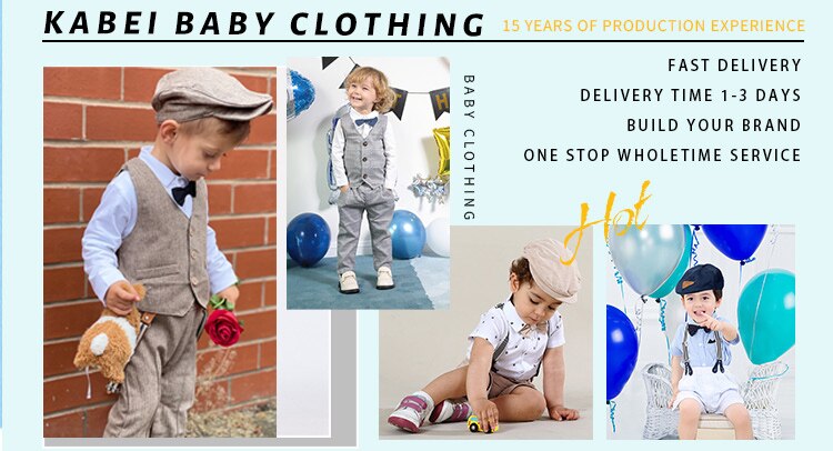Baby Suits Newborn Boy Clothes Romper + Vest + Hat Formal Clothing Outfit Party Bow Tie Children Toddler Birthday Dress 0- 24 M