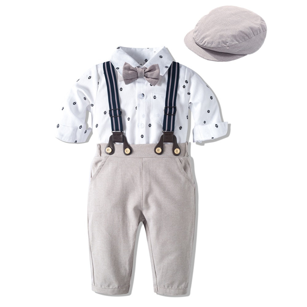 Baby Suits Newborn Boy Clothes Romper + Vest + Hat Formal Clothing Outfit Party Bow Tie Children Toddler Birthday Dress 0- 24 M Baby Suits Newborn Boy Clothes Romper + Vest + Hat Formal Clothing Outfit Party Bow Tie Children Toddler Birthday Dress 0- 24 M