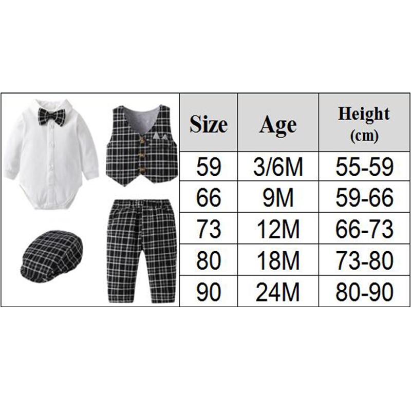 Gentleman Clothes For Newborns Plaid Vest Hat Pants White Bodysuit 7PCS Wedding Costume Baby Boy Formal Performance Boutique Set Gentleman Clothes For Newborns Plaid Vest Hat Pants White Bodysuit 7PCS Wedding Costume Baby Boy Formal Performance Boutique Set