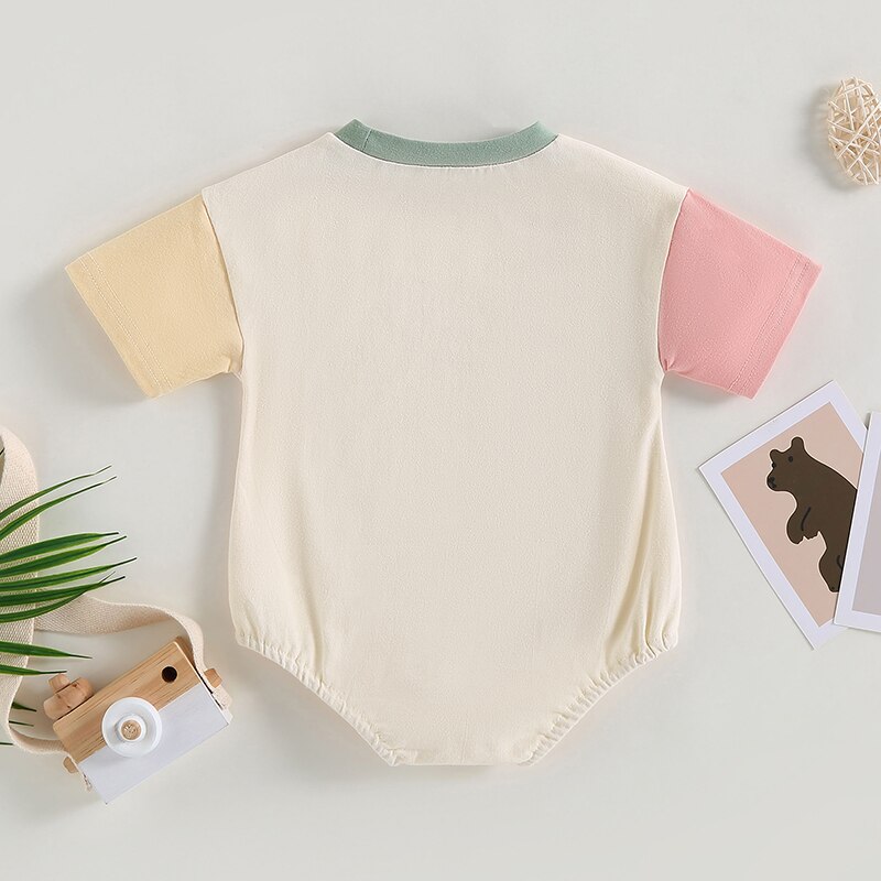 Newborn Baby Clothes for 2023 Summer Toddler Boys Girls Rompers Patchwork Color Short Sleeve O-neck Bodysuits Jumpsuits Overalls