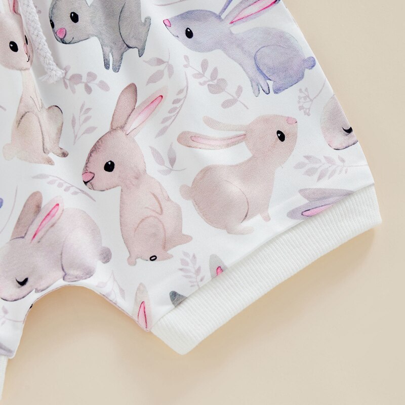 Fashion Summer Toddler Newborn Baby Boys Girls Easter Clothes Outffits Rabbit Print Short Sleeve Bodysuits+Shorts Tracksuits