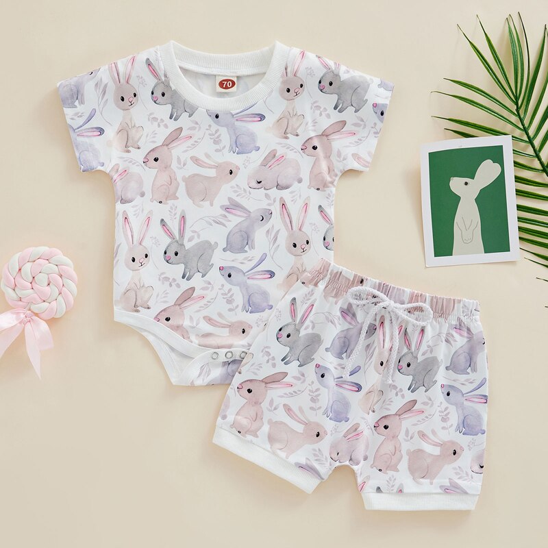 Fashion Summer Toddler Newborn Baby Boys Girls Easter Clothes Outffits Rabbit Print Short Sleeve Bodysuits+Shorts Tracksuits Fashion Summer Toddler Newborn Baby Boys Girls Easter Clothes Outffits Rabbit Print Short Sleeve Bodysuits+Shorts Tracksuits