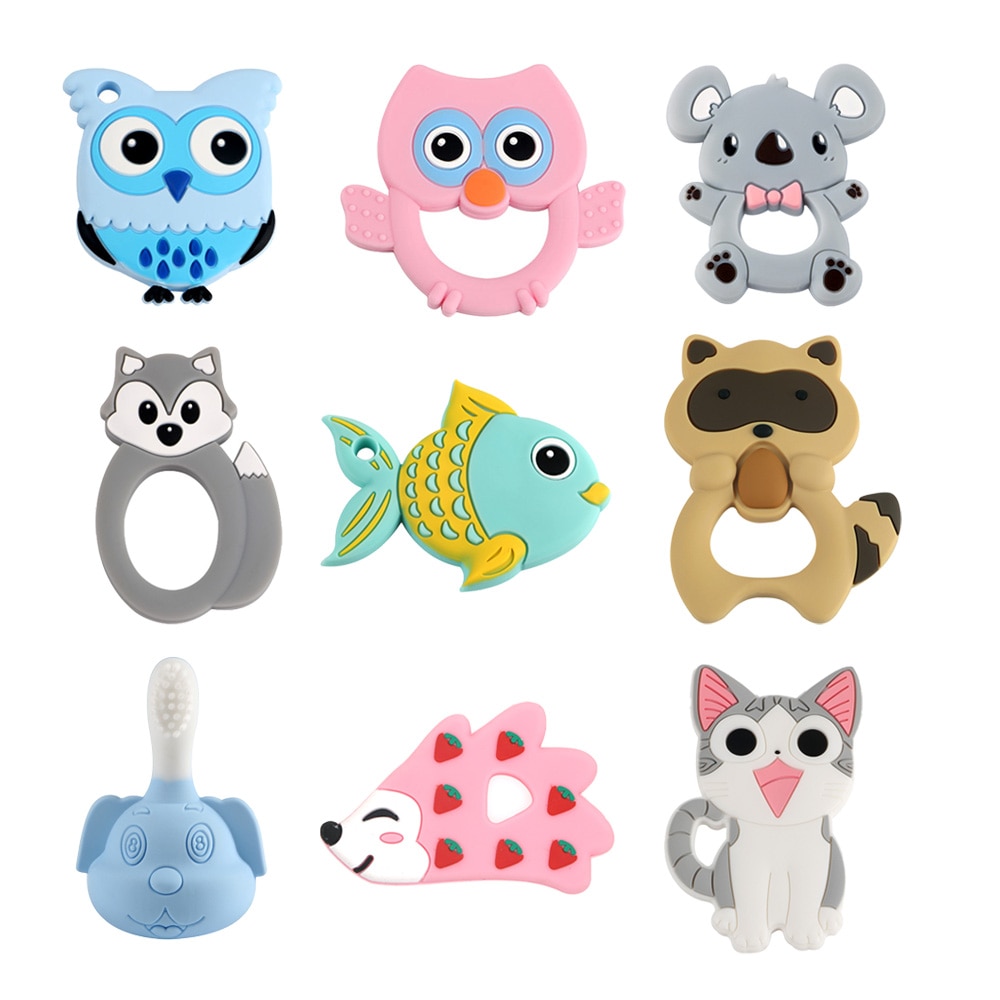 Kovict Animals Silicone Teether Beads Clips DIY Pacifier Chain Clips For Baby Teething Beads Jewelry Pendant Baby Molar Toys Kovict Animals Silicone Teether Beads Clips DIY Pacifier Chain Clips For Baby Teething Beads Jewelry Pendant Baby Molar Toys