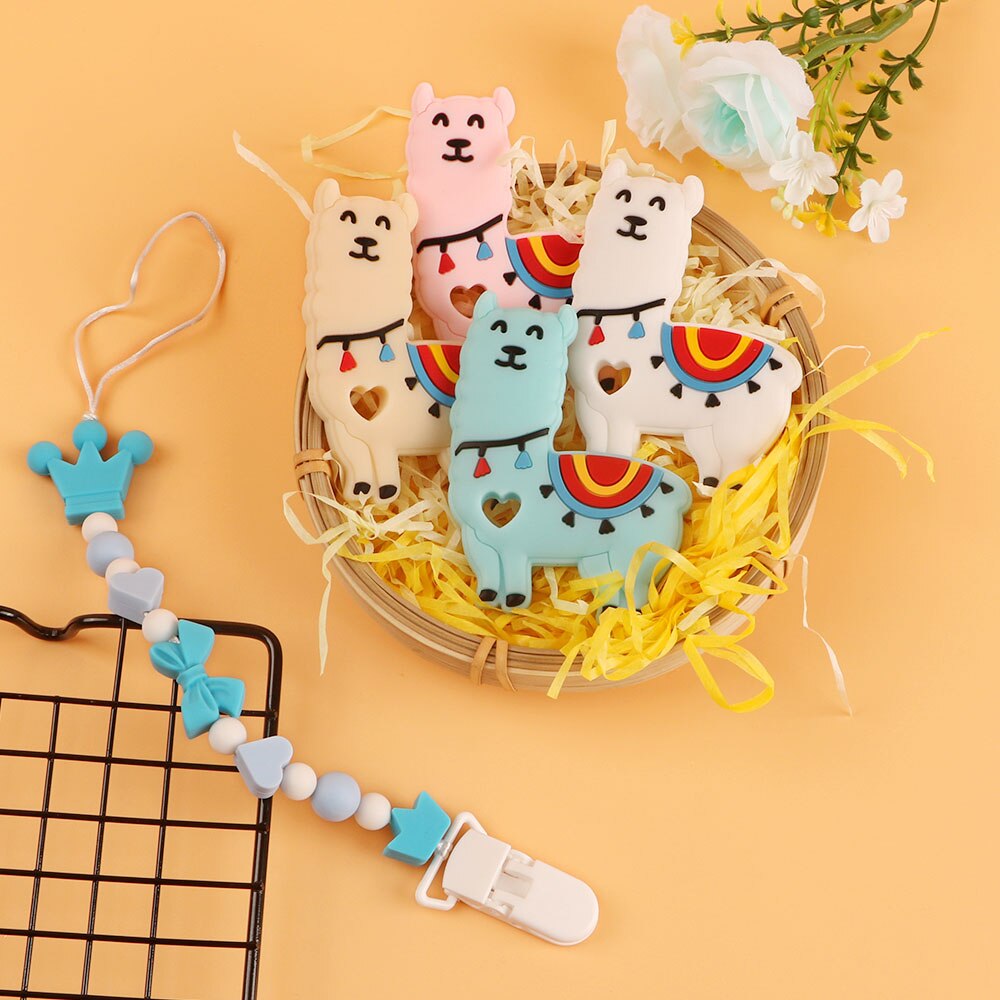 Kovict 1Pc Sheep Dinosaur Cartoon Teethers Food Grade Pacifier Chain DIY Necklace Baby Molar Care Toys Accessories Kovict 1Pc Sheep Dinosaur Cartoon Teethers Food Grade Pacifier Chain DIY Necklace Baby Molar Care Toys Accessories