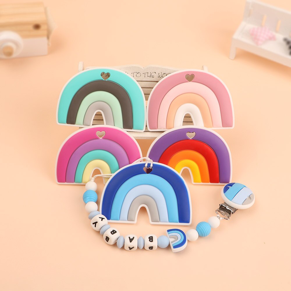 Silicone Teether Cartoon Animals Rainbow Train 1pc Food Grade Silicone Pendants DIY Pacifier Chain Accessories Baby Molar Toys Silicone Teether Cartoon Animals Rainbow Train 1pc Food Grade Silicone Pendants DIY Pacifier Chain Accessories Baby Molar Toys
