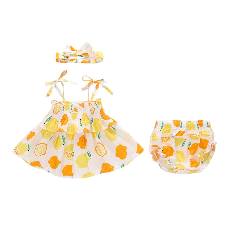 New Summer Baby Girl Sets Sleeveless Fruit Print Blue Lemon Vest+PP Shorts+Headwear Newborn Clothing E9003 New Summer Baby Girl Sets Sleeveless Fruit Print Blue Lemon Vest+PP Shorts+Headwear Newborn Clothing E9003