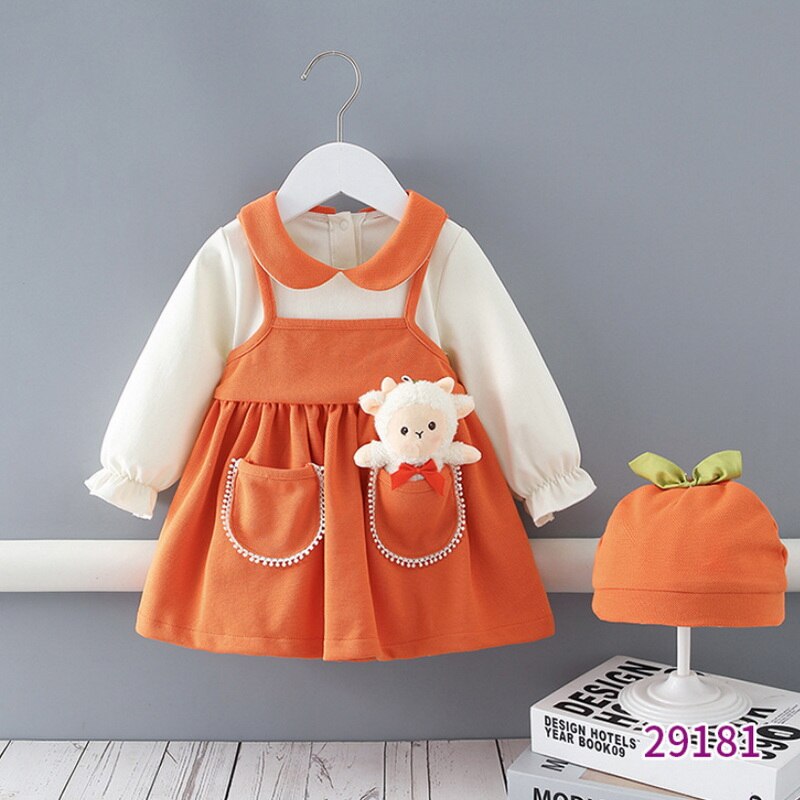 2022 Spring Family Matching Sister Clothes Long Sleeves Orange Sheep Romper+Princess Dress Twins Cute Clothes Outfits E9181 2022 Spring Family Matching Sister Clothes Long Sleeves Orange Sheep Romper+Princess Dress Twins Cute Clothes Outfits E9181