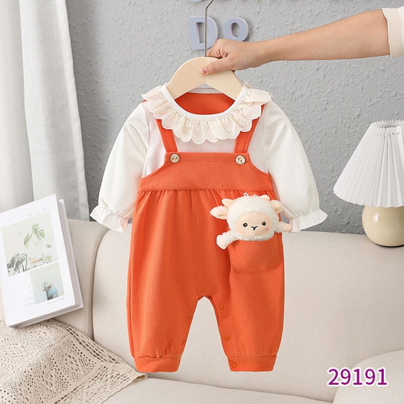 2022 Spring Family Matching Sister Clothes Long Sleeves Orange Sheep Romper+Princess Dress Twins Cute Clothes Outfits E9181 2022 Spring Family Matching Sister Clothes Long Sleeves Orange Sheep Romper+Princess Dress Twins Cute Clothes Outfits E9181