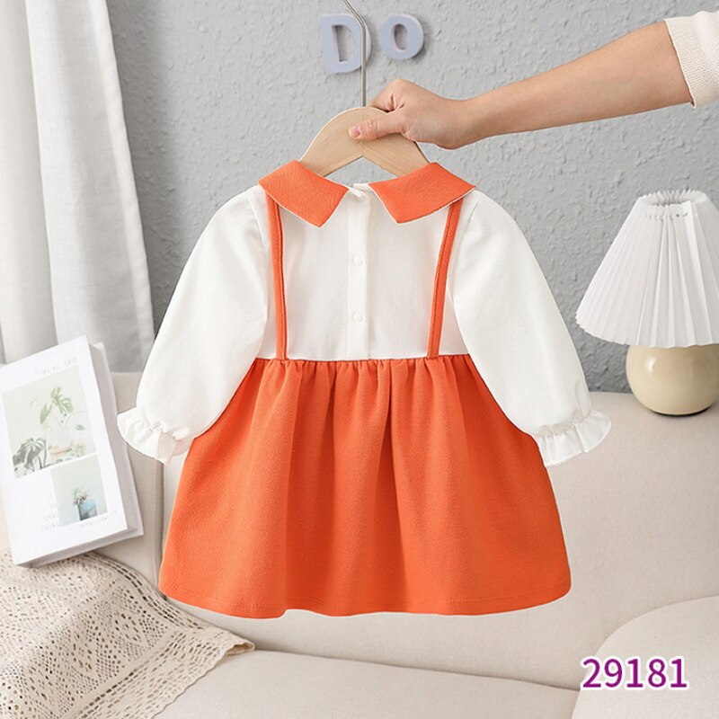 2022 Spring Family Matching Sister Clothes Long Sleeves Orange Sheep Romper+Princess Dress Twins Cute Clothes Outfits E9181 2022 Spring Family Matching Sister Clothes Long Sleeves Orange Sheep Romper+Princess Dress Twins Cute Clothes Outfits E9181