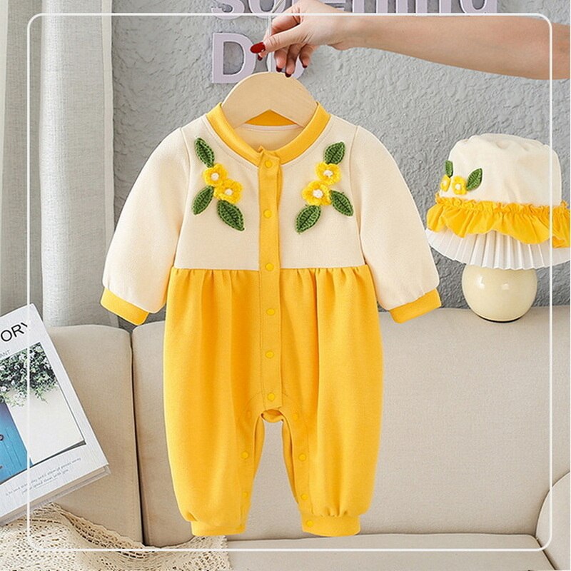 New Autumn Family Matching Outfits Sun Flower Yellow Long Sleeves Gauze Dresses+Romper+Cap Child Clothes E30112 New Autumn Family Matching Outfits Sun Flower Yellow Long Sleeves Gauze Dresses+Romper+Cap Child Clothes E30112