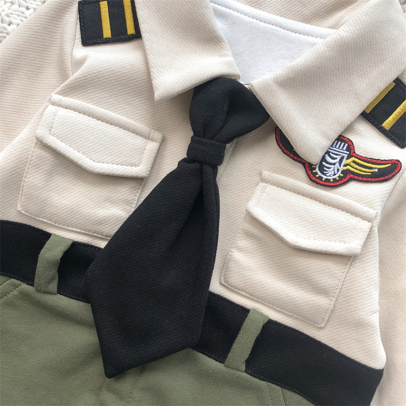 New Autumn Family Matching Outfits for Baby Girl Boy Long Slevees Tie Dress+Turn-down Collar Romper Sister Brother Clothes E2266