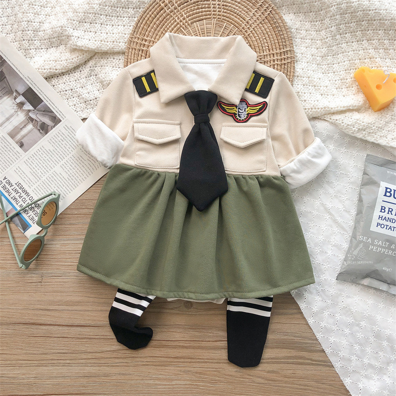 New Autumn Family Matching Outfits for Baby Girl Boy Long Slevees Tie Dress+Turn-down Collar Romper Sister Brother Clothes E2266