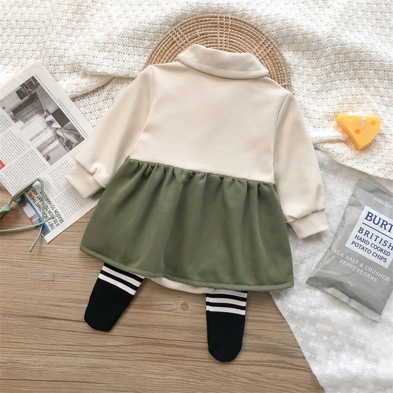 New Autumn Family Matching Outfits for Baby Girl Boy Long Slevees Tie Dress+Turn-down Collar Romper Sister Brother Clothes E2266