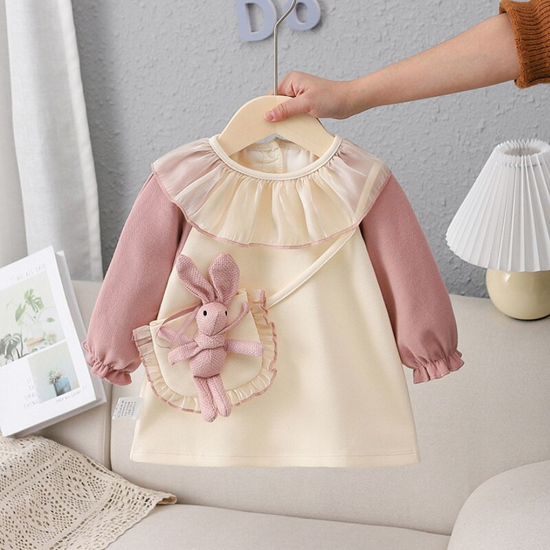 2022 Spring Family Matching Sister Clothes Long Sleeves Pink Rabbit Romper+Princess Baby Dress Twins Cute Clothes Outfits E9152 2022 Spring Family Matching Sister Clothes Long Sleeves Pink Rabbit Romper+Princess Baby Dress Twins Cute Clothes Outfits E9152