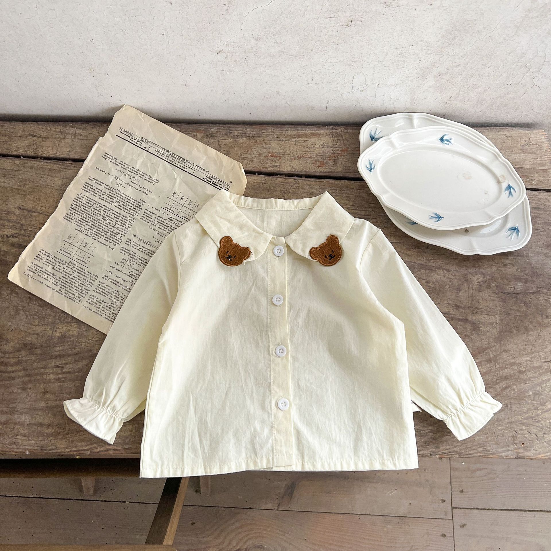 Cute Spring Autumn Baby Clothes Set Ruffle Baby Girl Jumpsuit +Brown Bear Romper +Beige Blouse for Baby Boys Newborn Clothing Cute Spring Autumn Baby Clothes Set Ruffle Baby Girl Jumpsuit +Brown Bear Romper +Beige Blouse for Baby Boys Newborn Clothing