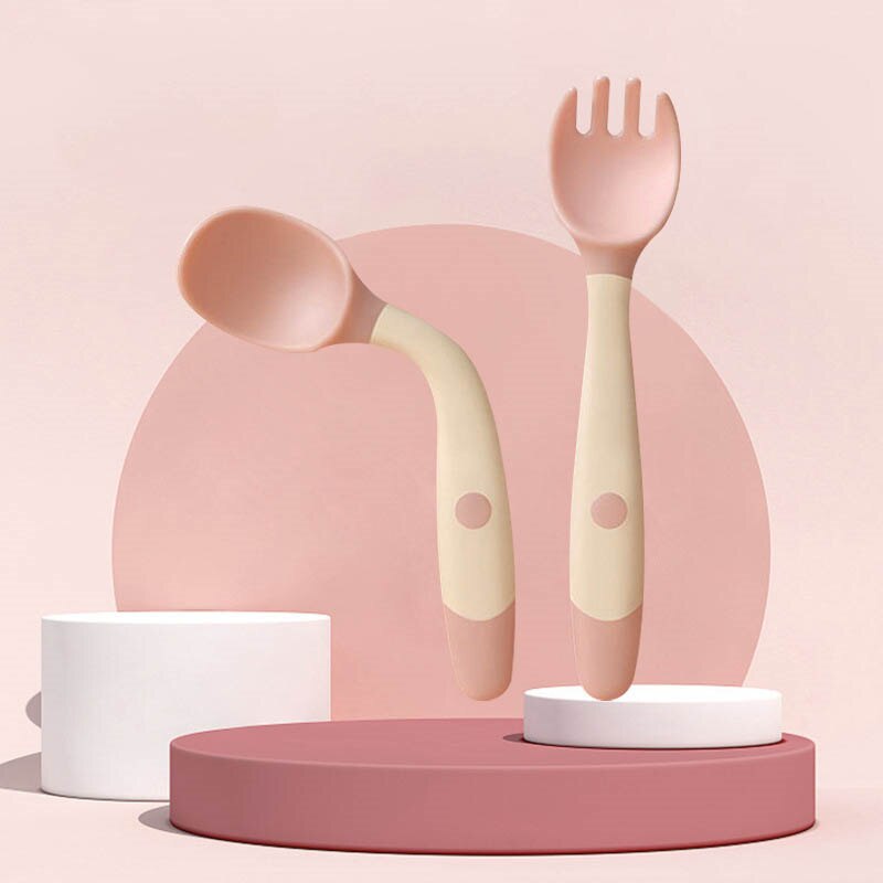 2PCS Silicone Spoon Fork Set for Baby Utensils Auxiliary Food Toddler Learn To Eat Training Bendable Soft Fork Infant Tableware 2PCS Silicone Spoon Fork Set for Baby Utensils Auxiliary Food Toddler Learn To Eat Training Bendable Soft Fork Infant Tableware