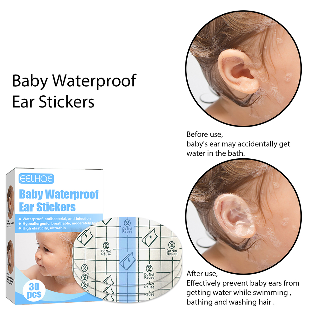 30Pcs Baby Waterproof Ear Stickers Swimming Infant Disposable Nursing Ear Patch for Children Holiday Present Health Care
