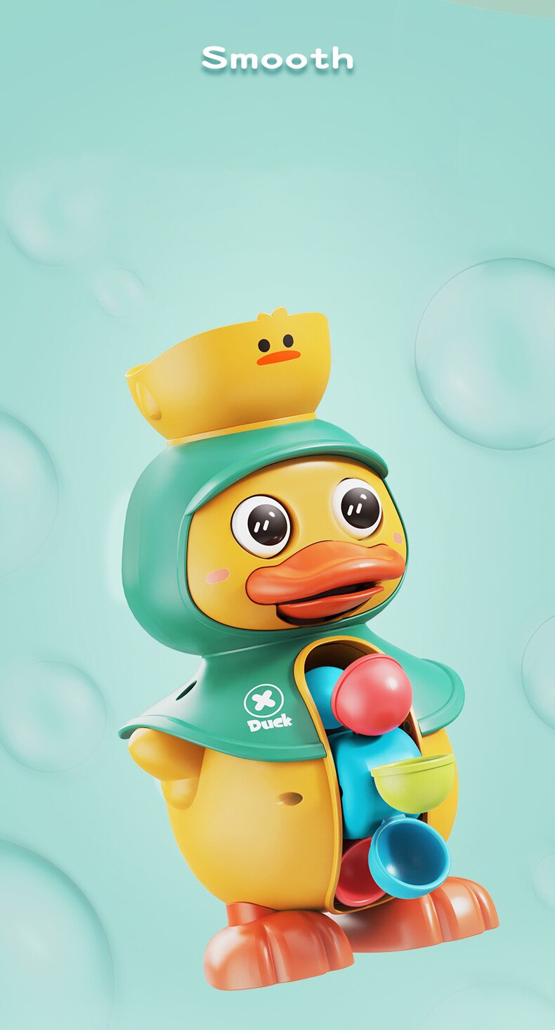 Kids Shower Bath Toys Cute Duck Bathtub Toys for Toddlers 1-4 Years Old with Rotating Water Wheels Bathroom Power Suction Water