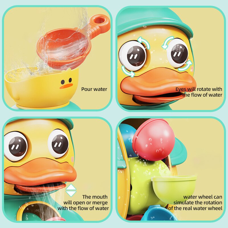 Kids Shower Bath Toys Cute Duck Bathtub Toys for Toddlers 1-4 Years Old with Rotating Water Wheels Bathroom Power Suction Water Kids Shower Bath Toys Cute Duck Bathtub Toys for Toddlers 1-4 Years Old with Rotating Water Wheels Bathroom Power Suction Water
