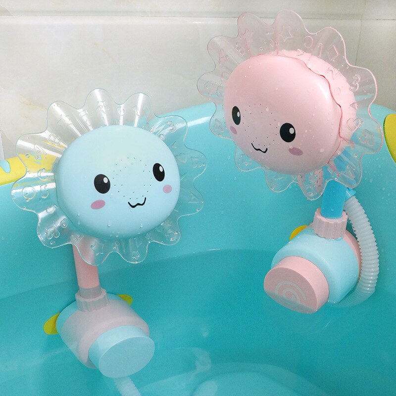 Baby Shower Faucet Squirting Sprinkler Sunflower Toys Strong Suction children's Bathroom Water Game Play Manual Pressure Spray