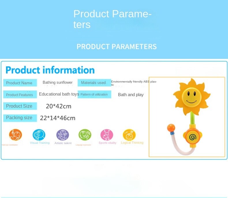 Baby Shower Faucet Squirting Sprinkler Sunflower Toys Strong Suction children's Bathroom Water Game Play Manual Pressure Spray