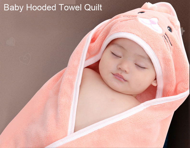 Baby Bath Towel Girl Boy Soft Cartoon Baby Towels Newborn with Hood Coral Fleece Infant  Blanket Baby Bathrobe Quilt Washcloth