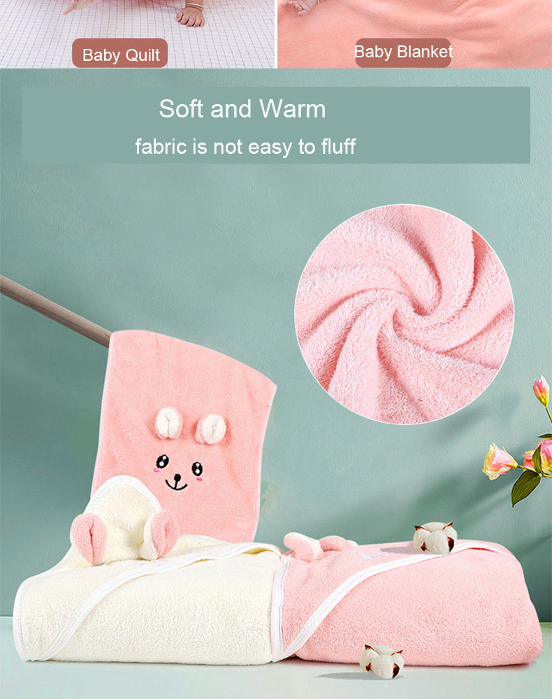 Baby Bath Towel Girl Boy Soft Cartoon Baby Towels Newborn with Hood Coral Fleece Infant  Blanket Baby Bathrobe Quilt Washcloth