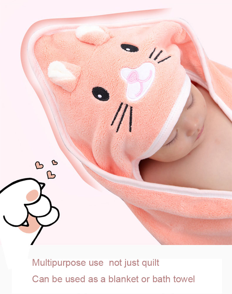 Baby Bath Towel Girl Boy Soft Cartoon Baby Towels Newborn with Hood Coral Fleece Infant  Blanket Baby Bathrobe Quilt Washcloth
