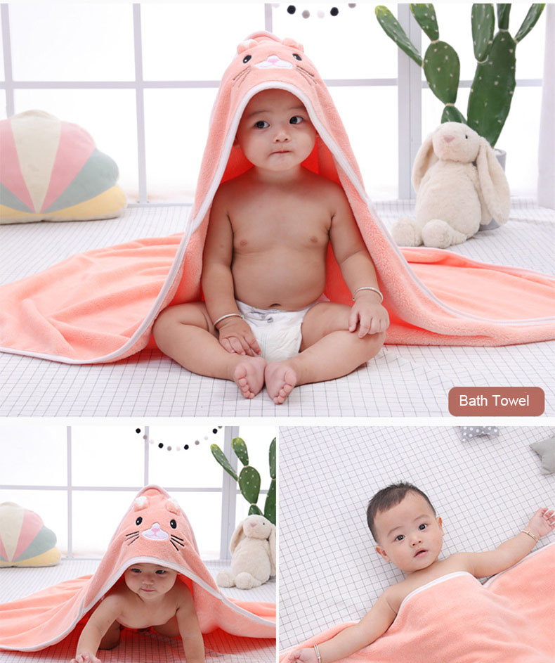 Baby Bath Towel Girl Boy Soft Cartoon Baby Towels Newborn with Hood Coral Fleece Infant  Blanket Baby Bathrobe Quilt Washcloth